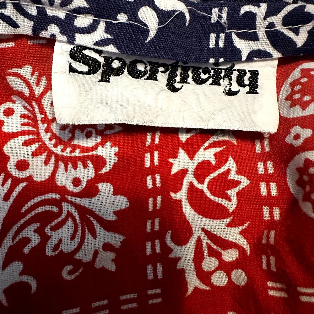 VTG Sportivity Bandana Top Halter Neck Tie Reversible 80 Backless Paisley Navy L - Picture 3 of 4